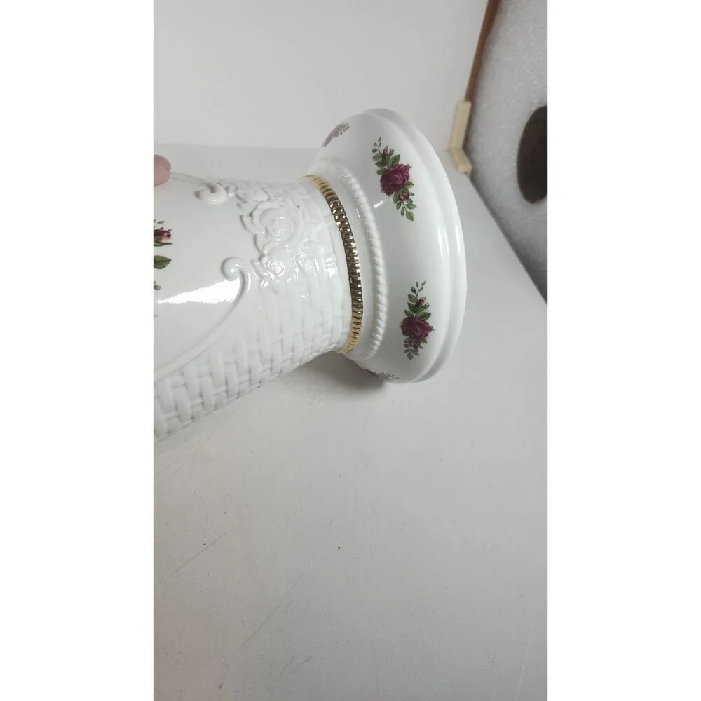Royal Albert Old Country Roses Cameo Basket Weave Vase Large EUC
